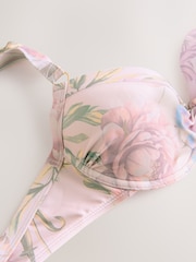 Lilac Purple Floral Print Frill Strap Padded Wired Bikini Top - Image 8 of 10