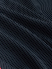 Navy Rib/Red Plaited Halter Strap Tummy Control Plunge Swimsuit - Image 11 of 11