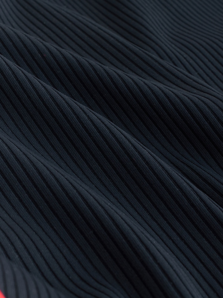 Navy Rib/Red Plaited Halter Strap Tummy Control Plunge Swimsuit - Image 11 of 11