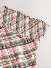 Pink/Cream Check Shirred Tummy Control Bandeau Swimsuit - Image 10 of 10