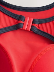 Red/Navy Contrast Rib High Neck Tummy Control Swimsuit - Image 12 of 12