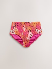 Pink/Orange Metallic Leopard Print High Waist Print Bikini Bottoms - Image 1 of 3