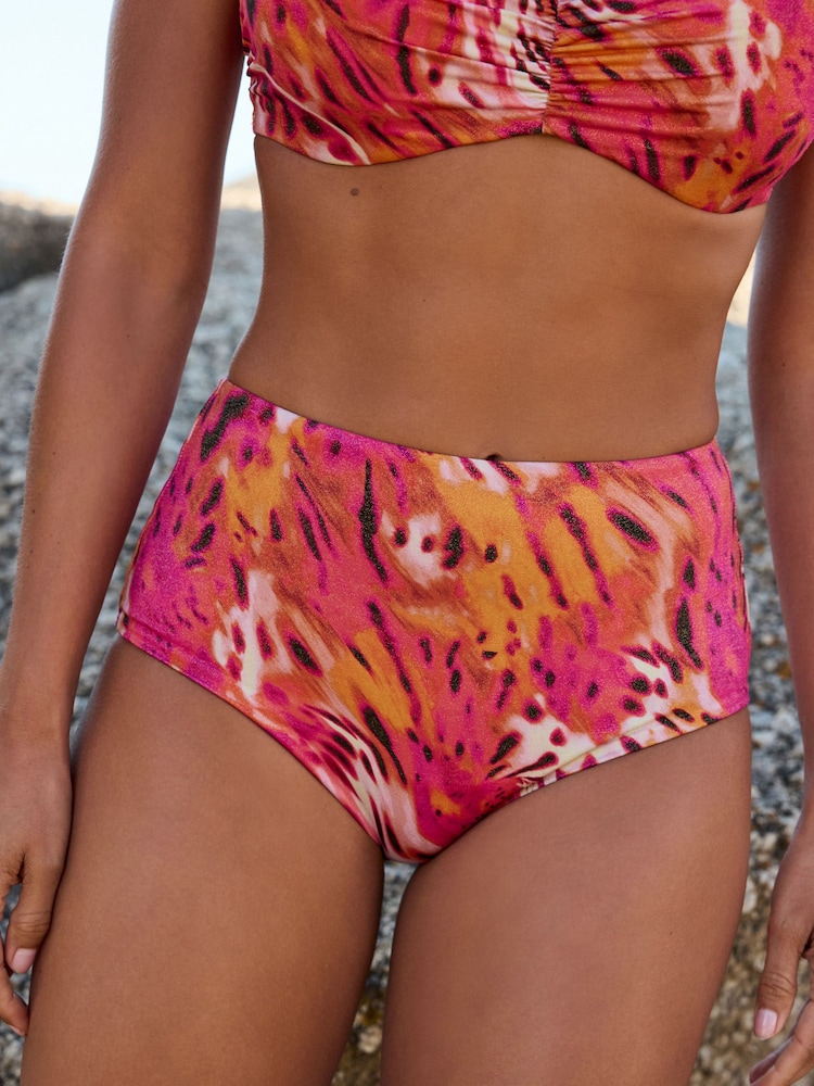 Roza/oranžna kovinska z leopardjim potiskom - potisk; vzorec; bikini spodnjice - Slika 1 iz 8 Roza/oranžna kovinska z leopardjim potiskom - potisk; vzorec; bikini spodnjice - Slika 1 iz 8