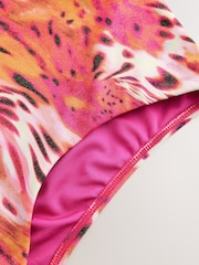 Pink/Orange Metallic Leopard Print High Waist Print Bikini Bottoms - Image 2 of 3