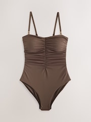 Chocolate Brown Shaping Tummy Control Bandeau Swimsuit - Image 5 of 8