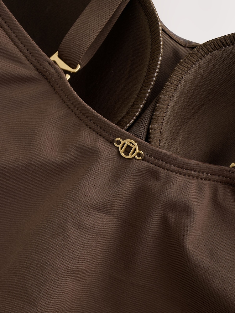 Chocolate Brown Shaping Tummy Control Bandeau Swimsuit - Image 8 of 8