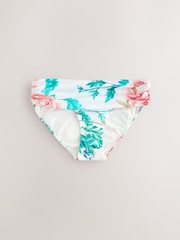 Cream/Pink Floral Print Roll Top Bikini Bottoms - Image 6 of 8