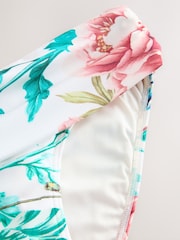 Cream/Pink Floral Print Roll Top Bikini Bottoms - Image 7 of 8