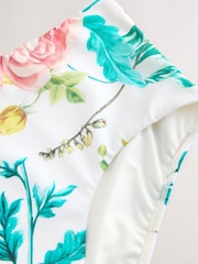 White Floral Print High Shine High Waist Bikini Bottoms - Image 3 of 3