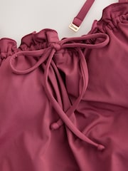 Burgundy Red Ruffle Bandeau Blouson Shaping Swimsuit - Image 7 of 8