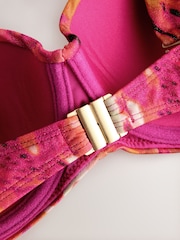Estampado de leopardo metalizado rosa/naranja - Top de bikini bandeau con aros - Imagen 8 de 9