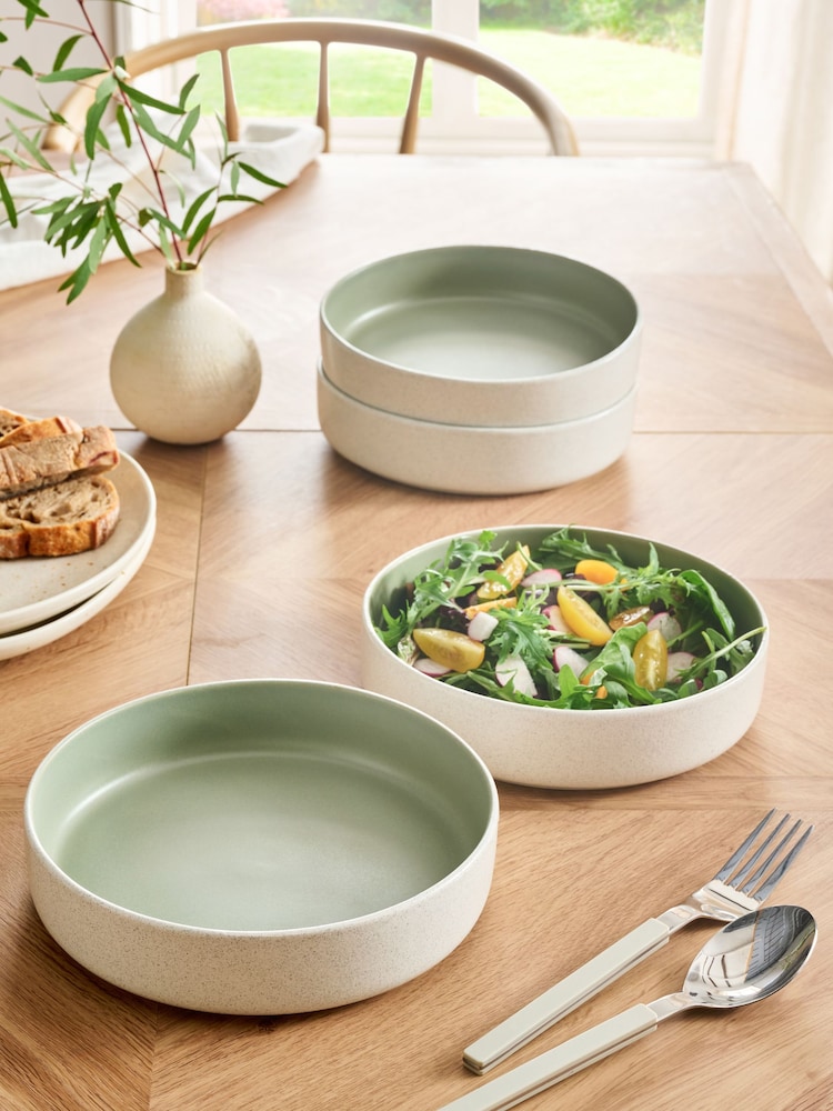 Set of 4 Sage Green Otis Pasta Bowls - Image 2 of 4 Set of 4 Sage Green Otis Pasta Bowls - Image 2 of 4