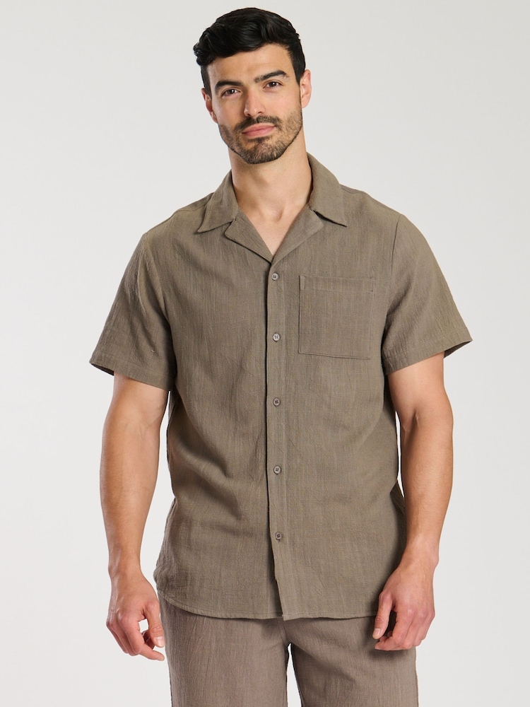 South Beach Grey 100% Cotton Marl Short Sleeve Shirt - Image 2 of 5