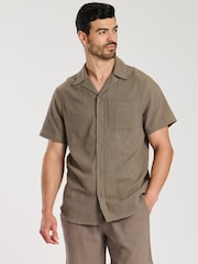 South Beach Grey 100% Cotton Marl Short Sleeve Shirt - Image 3 of 5