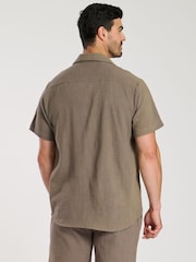 South Beach Grey 100% Cotton Marl Short Sleeve Shirt - Image 4 of 5