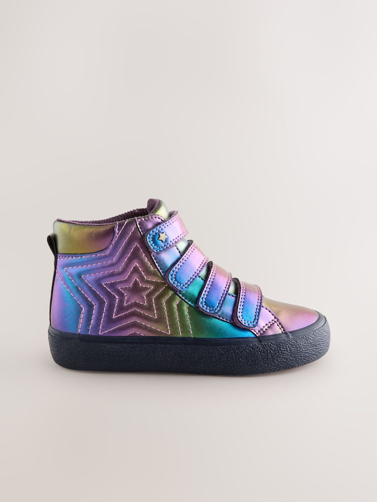 Purple Standard Fit (F) Metallic Touch and Close Fastening Boots - Image 2 of 5