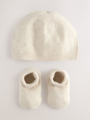 Neutral Baby 100% Cottton Knitted Hat and Bootie 2 Piece Set (0-9mths) - Image 1 of 4