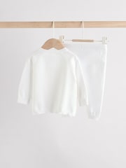 White Baby 100% Cottton Knitted Jumper and Leggings Set (0-12mths) - Image 2 of 10