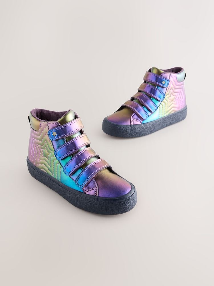Purple Wide Fit (G) Metallic Touch and Close Fastening Boots - Image 1 of 5