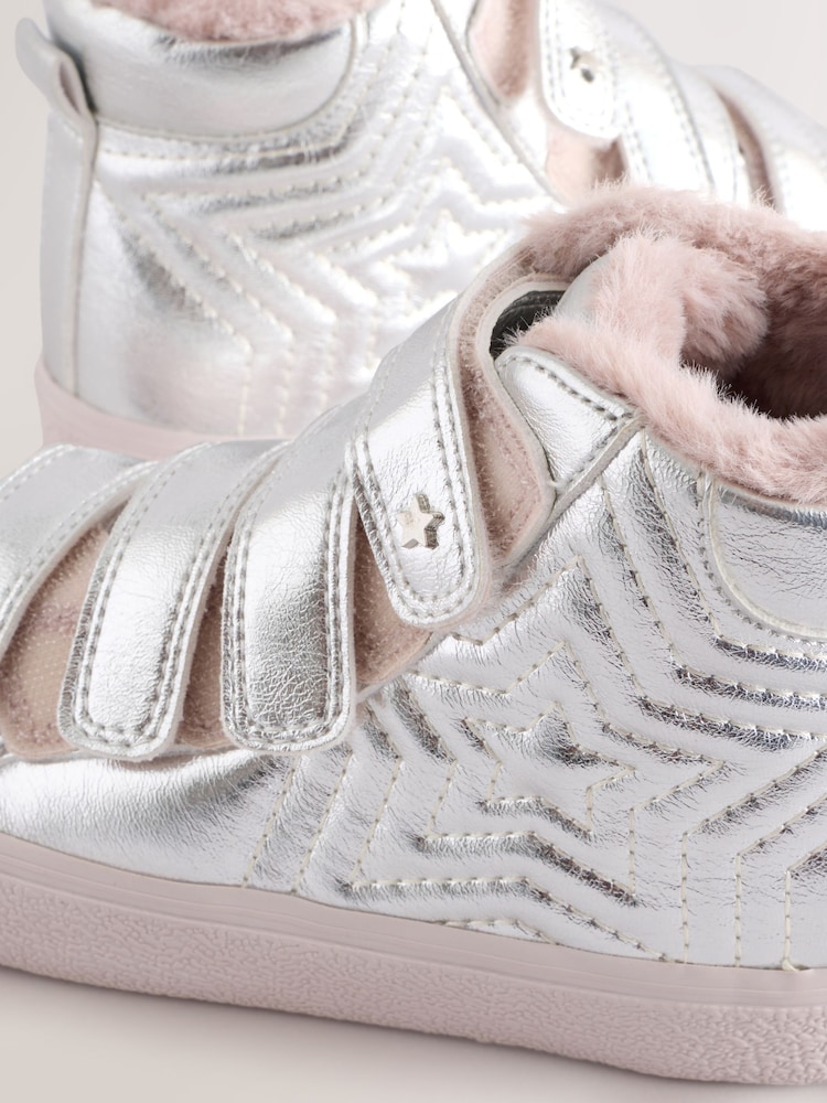 Argint/Argintiu - Touch and Close Fastening High Top Trainers - Image 5 of 7