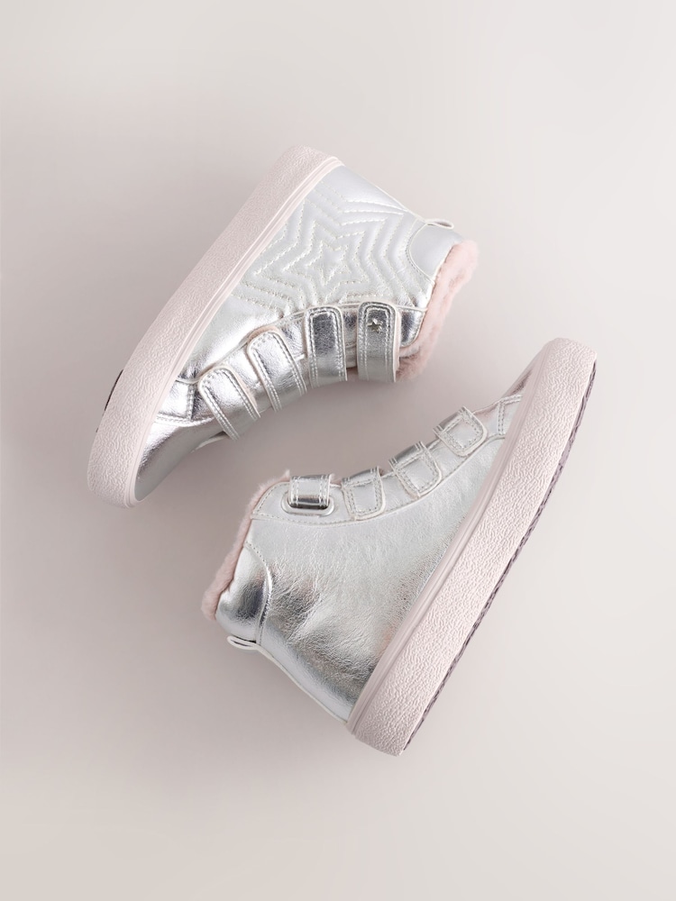 Argint/Argintiu - Touch and Close Fastening High Top Trainers - Image 6 of 7