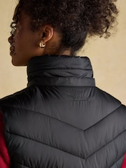 Joules Pembury Black Longline Showerproof Padded Gilet with Hood - Image 10 of 12