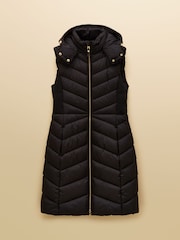 Joules Pembury Black Longline Showerproof Padded Gilet with Hood - Image 12 of 12
