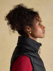 Joules Pembury Black Longline Showerproof Padded Gilet with Hood - Image 5 of 12