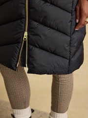 Joules Pembury Black Longline Showerproof Padded Gilet with Hood - Image 6 of 12