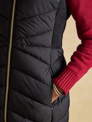 Joules Pembury Black Longline Showerproof Padded Gilet with Hood - Image 8 of 12