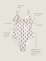 Cream Woodblock Tummy Control DD+ Wired Swimsuit - Image 4 of 5