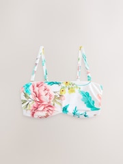 Blanco Floral de alto brillo - Top de bikini palabra de honor reductor sin relleno en copa DD+ - Imagen 1 de 3