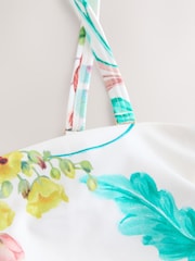 Blanco Floral de alto brillo - Top de bikini palabra de honor reductor sin relleno en copa DD+ - Imagen 2 de 3