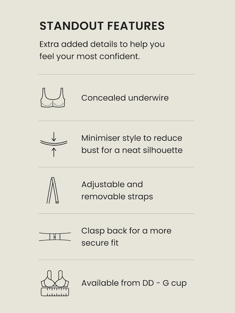 White Floral High Shine DD+ Non Pad Minimise Bandeau Bikini Top - Image 5 of 5
