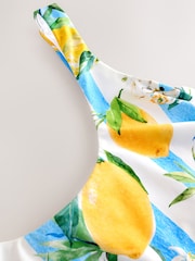 White/Blue Stripe Lemon Print Dd+ Wired Scoop Neck Tummy Control Swimsuit - Image 10 of 10