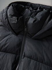 The Set Black Hooded Longline Padded Coat - Image 2 of 3