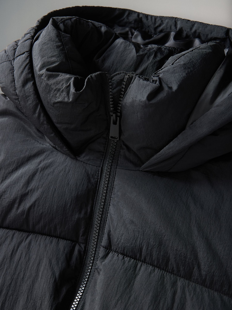 The Set Black Hooded Longline Padded Coat - Image 2 of 3