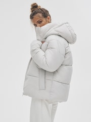 The Set Oyster Grey Short Padded Coat - Image 4 of 8
