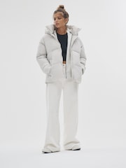 The Set Oyster Grey Short Padded Coat - Image 6 of 8