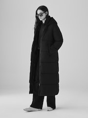 The Set Chocolate Brown Hooded Longline Padded Maxi Coat - Image 2 of 7