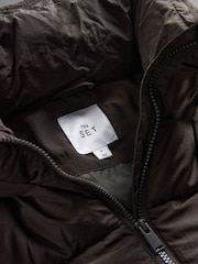 The Set Chocolate Brown Hooded Longline Padded Maxi Coat - Image 6 of 7