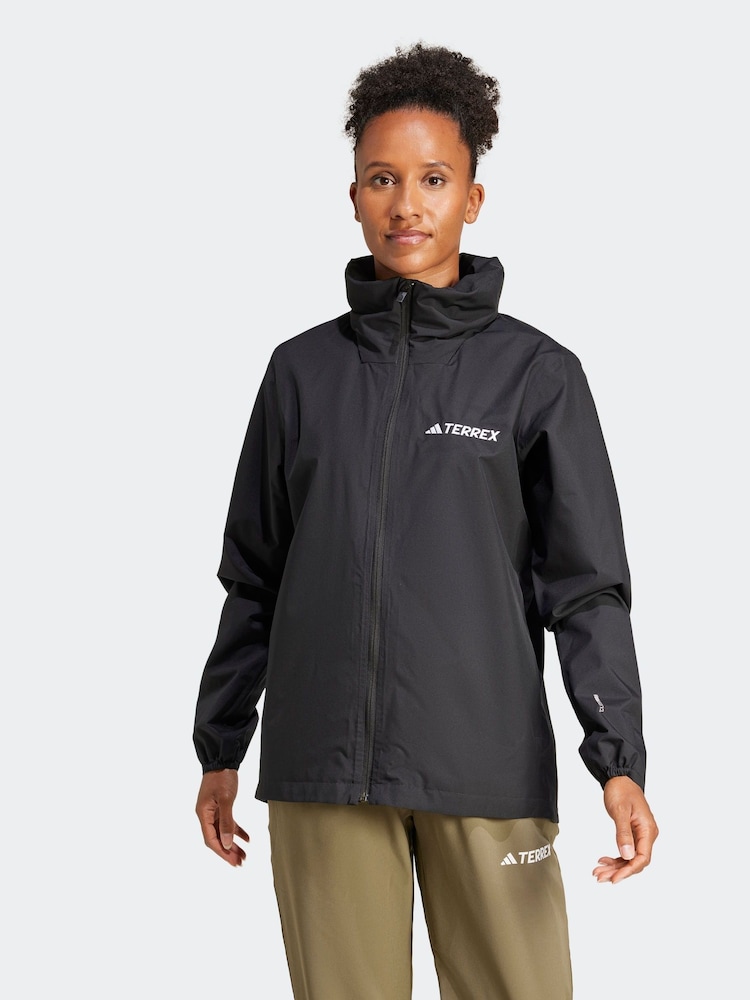 adidas Black Multi Essentials 2L Technial Rain Jacket - Image 1 of 7