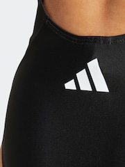 adidas Black 3 Stripe V Back Swimsuit - Image 4 of 6