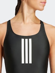 adidas Black 3 Stripe V Back Swimsuit - Image 5 of 6