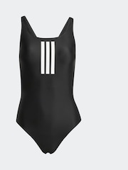 adidas Black 3 Stripe V Back Swimsuit - Image 6 of 6