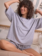 Grey Stripe Cosy Short Pyjamas Set - Image 2 of 8