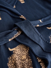 Navy Hamish The Altoland Cow - Cosy Lightweight Dressing Gown - Imagen 10 de 10