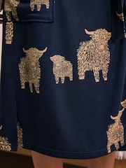 Navy Hamish The Altoland Cow - Cosy Lightweight Dressing Gown - Imagen 6 de 10