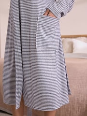 Grey Stripe Cosy Lightweight Dressing Gown - Image 5 of 8
