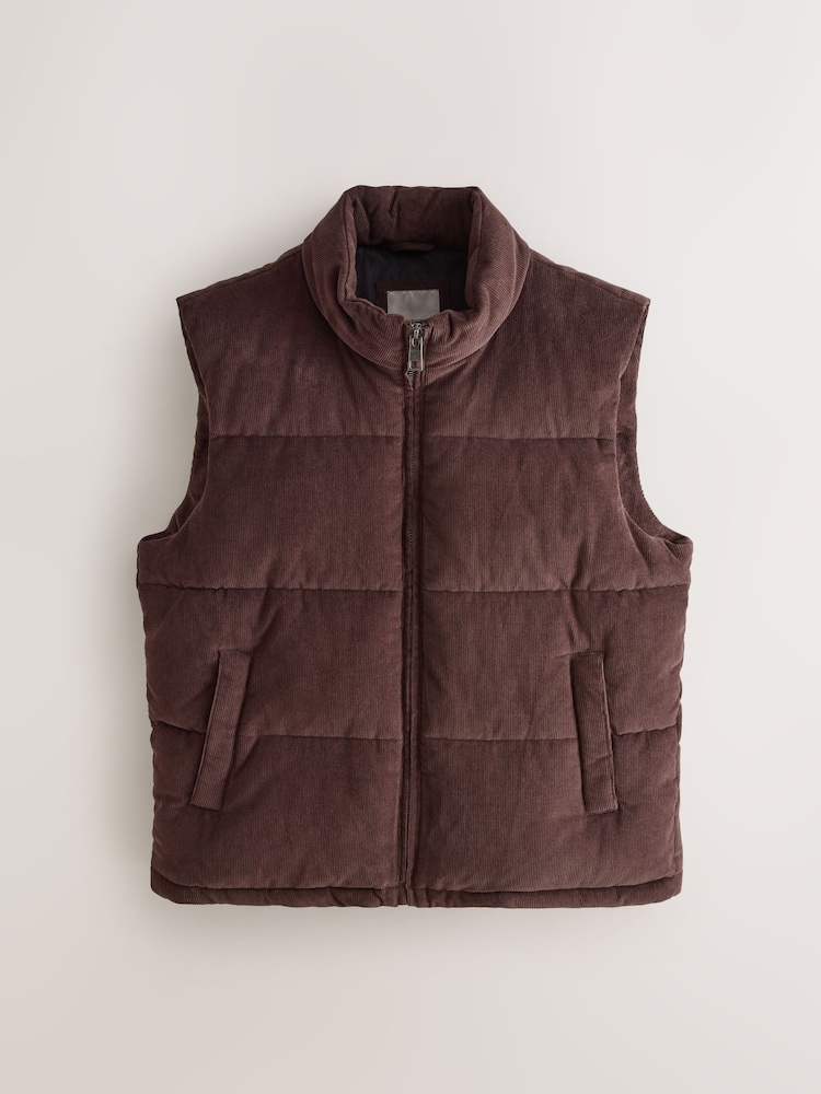 Brown Corduroy Padded Gilet - Image 1 of 4